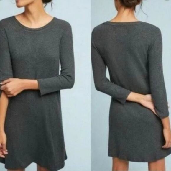 Velvet Marks & Spencer Anthropologie NWT Gray Waffle Knit Chrissy Tunic Dress M - Picture 11 of 13